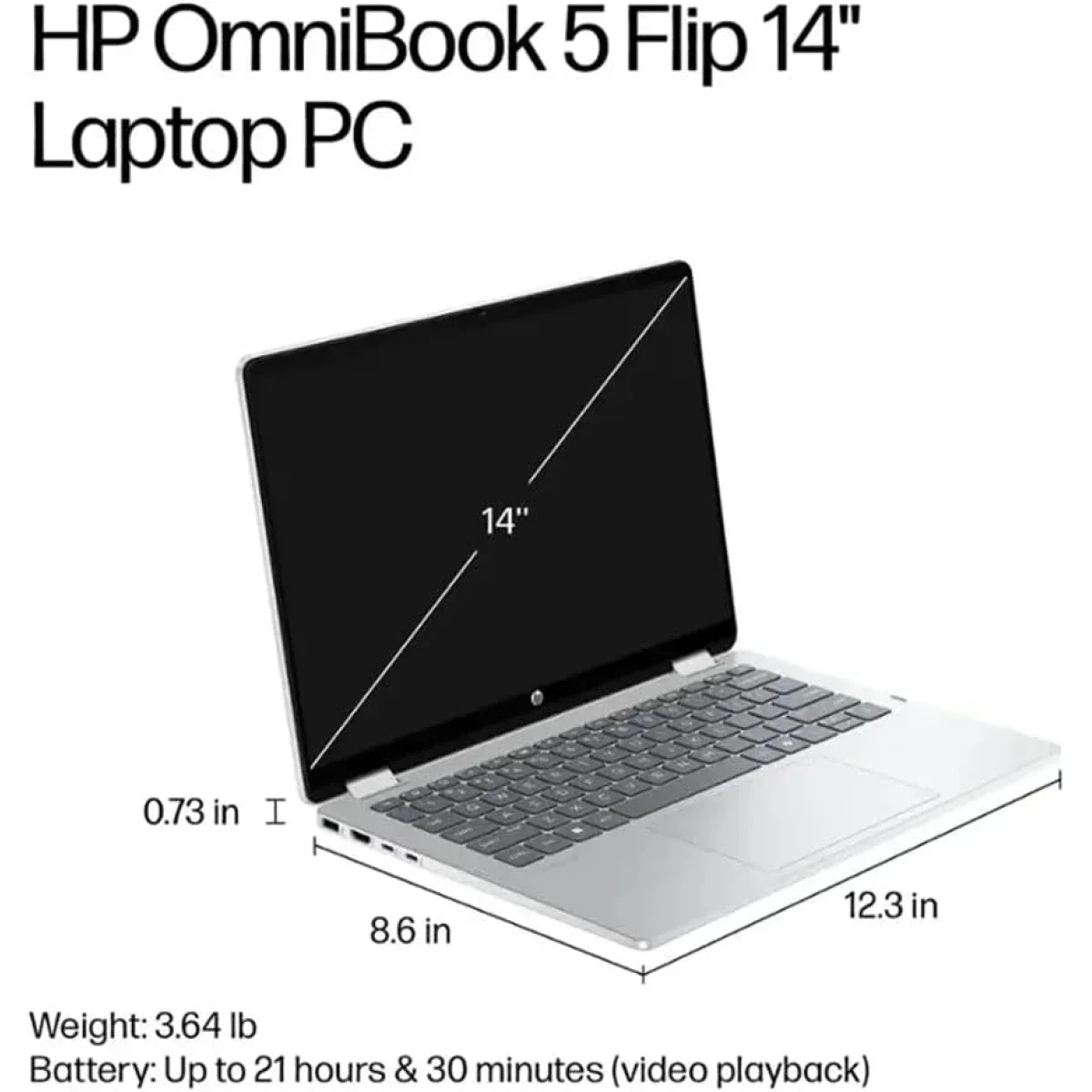 لابتوب 2 في 1 HP OmniBook 5 Flip 14-fp0045ne بمعالج Intel Core 5 120U وذاكرة 16GB وتخزين 512GB SSD وشاشة لمس 14 إنش D0YC1EA - Image 6