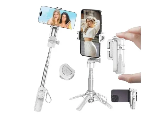Jmary MT-18 Mini Phone Selfie Stick Tripod with Wireless Remote Control - White - Image 8