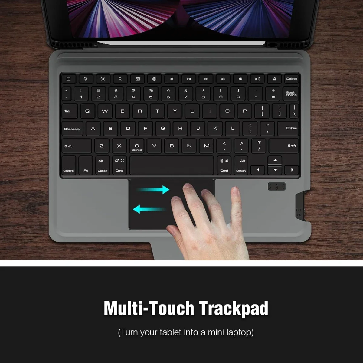 جراب لوحة مفاتيح Nillkin لجهاز iPad Air 13 إنش مع لوحة مفاتيح لاسلكية مضيئة قابلة للفصل ولوحة تتبع وحامل قلم - أسود - Thumbnail 6
