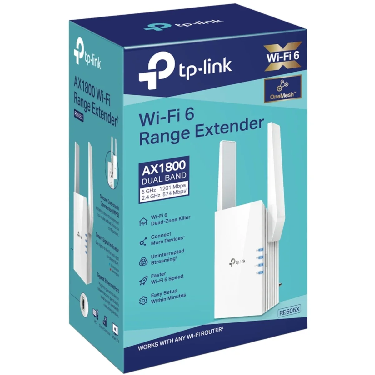 TP-LINK RE605X AX1800 Wi-Fi 6 Dual Band Range Extender with Gigabit Port
