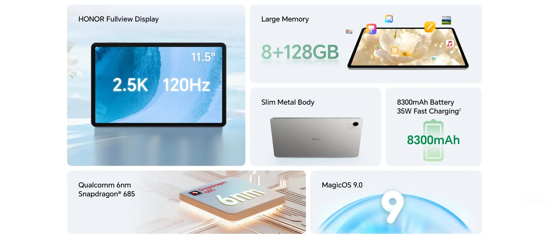 تابلت HONOR Pad X9a PaperMatte مع غطاء فليب، شاشة 11.5 إنش، Snapdragon 680 4G، رام 8GB، تخزين 128GB، Wi-Fi، MagicOS 9.0 (Android 15)، بطارية 8300mAh، هيكل معدني نحيف، رمادي – ELN2-W29 - Thumbnail 6
