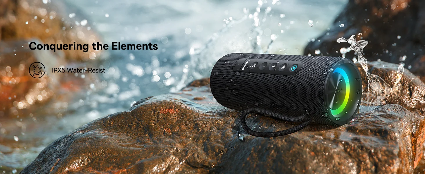 مكبر صوت Baseus AeQur Series VO20 بلوتوث مع إضاءة RGB، 15 واط، تشغيل حتى 15 ساعة - أسود - Image 12