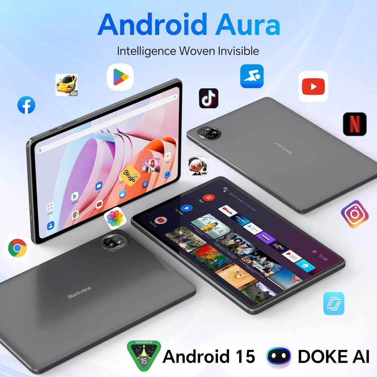 تابلت BlackView Tab 20 واي فاي 10 إنش أندرويد 15 رام 4+8GB وسعة 64GB أزرق Storm Blue - Thumbnail 2