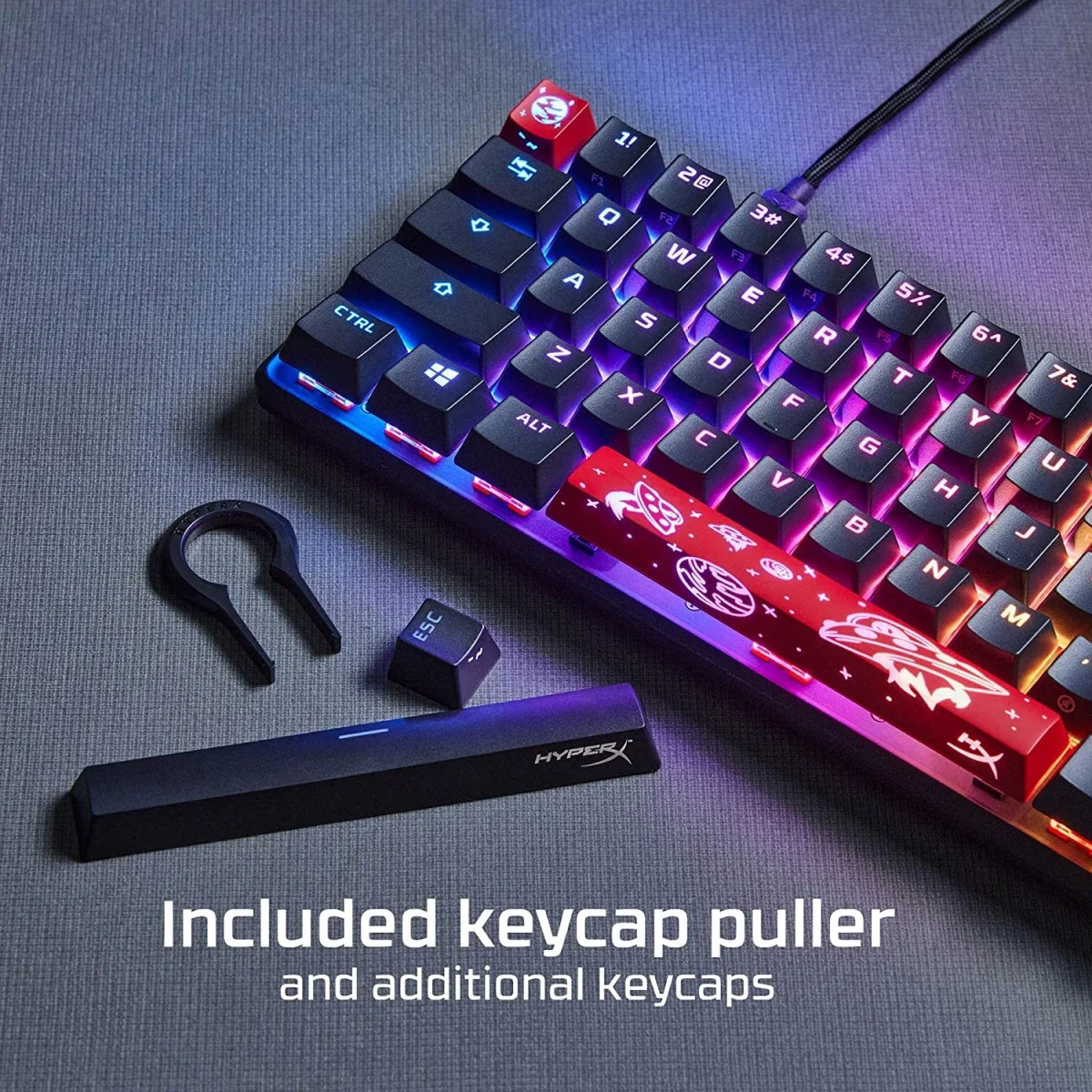 كيبورد ألعاب HyperX Alloy Origins 65 ميكانيكي بمفاتيح حمراء خطية وإضاءة RGB - Thumbnail 2