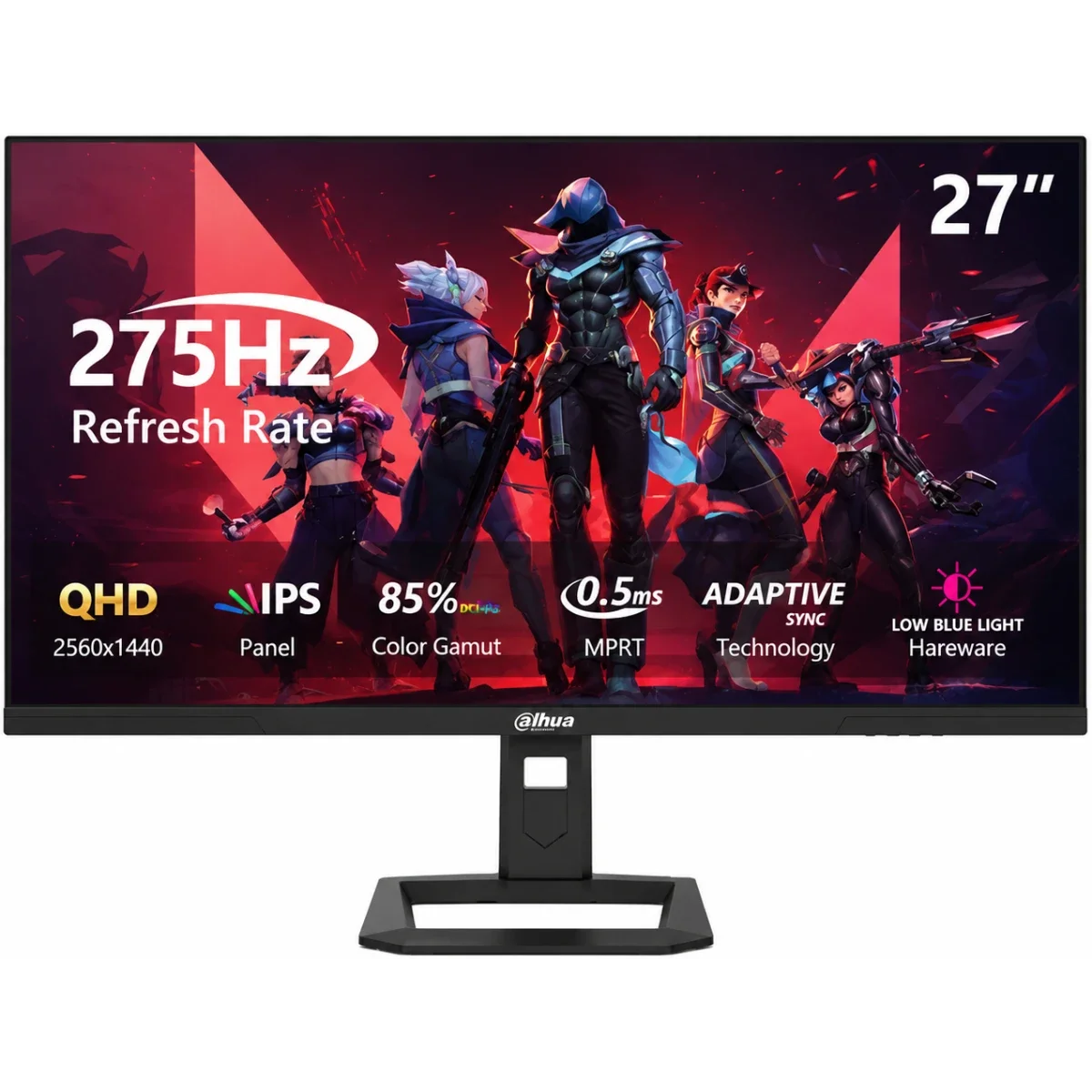 شاشة ألعاب Dahua LM27-E341AY مقاس 27 إنش QHD IPS بتردد 275 هرتز وزمن استجابة 0.5 مللي ثانية HDR10