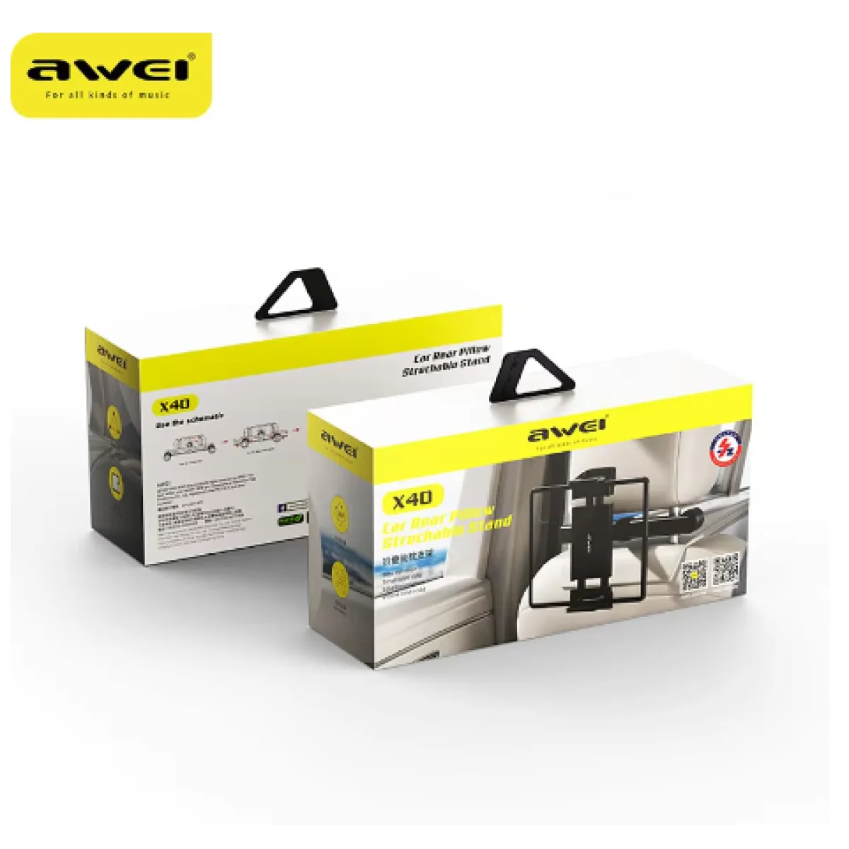 حامل تابلت وموبايل للسيارة Awei X40 دوّار 360° لمسند الرأس - Image 6
