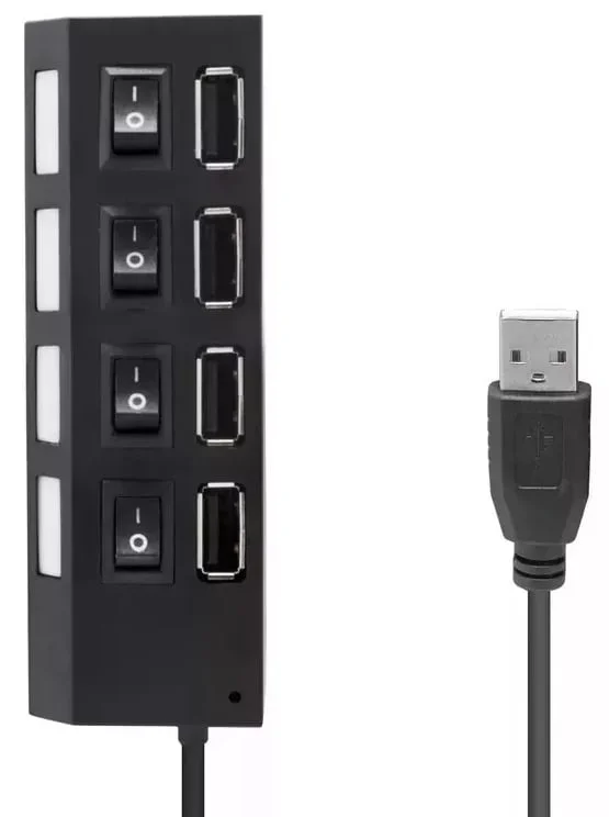 موزع USB Kai Ping KP-010 بأربعة منافذ USB 2.0 ومفاتيح مستقلة - Thumbnail 3