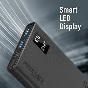 Promate Bolt-10Pro 10000mAh Ultra-Slim Power Bank with 10W USB-C and Dual USB - Black - Thumbnail 17