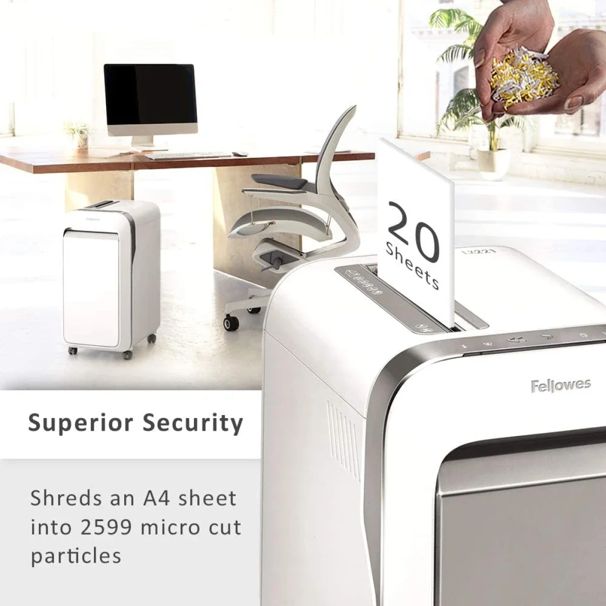 آلة فرم الورق Fellowes Powershred LX221 بتقطيع دقيق، 20 ورقة، مقاومة للانحشار بنسبة 100% - Image 3