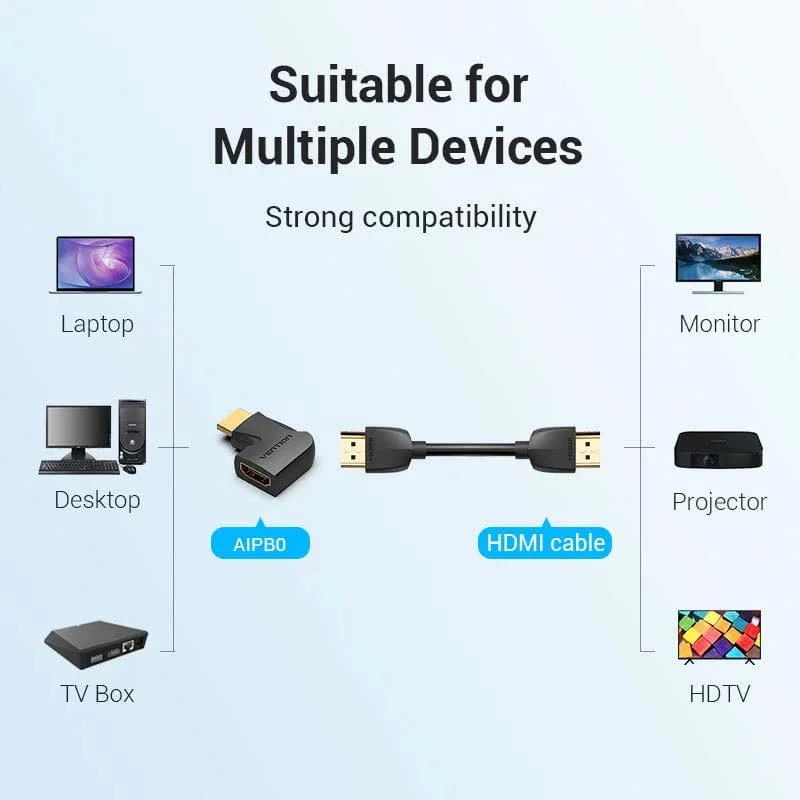 محول Vention AIPB0 HDMI ذكر إلى أنثى عمودي مسطح بزاوية 90° - Image 4