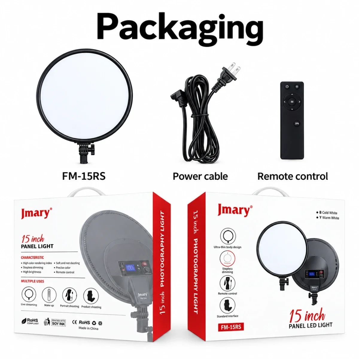 Jmary FM-15RS 15-Inch 40W LED Video Panel Light with Touch & Remote Control - Image 8
