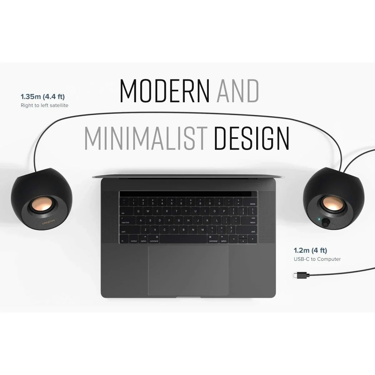 Creative Pebble V3 2.0 USB-C Desktop Speakers with Bluetooth 5.0, 8W RMS, Black - Image 6