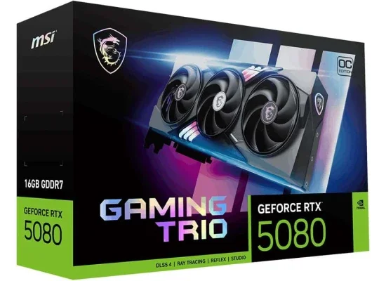 كرت شاشة MSI GeForce RTX 5080 16GB GDDR7 Gaming Trio OC PCI Express 5.0