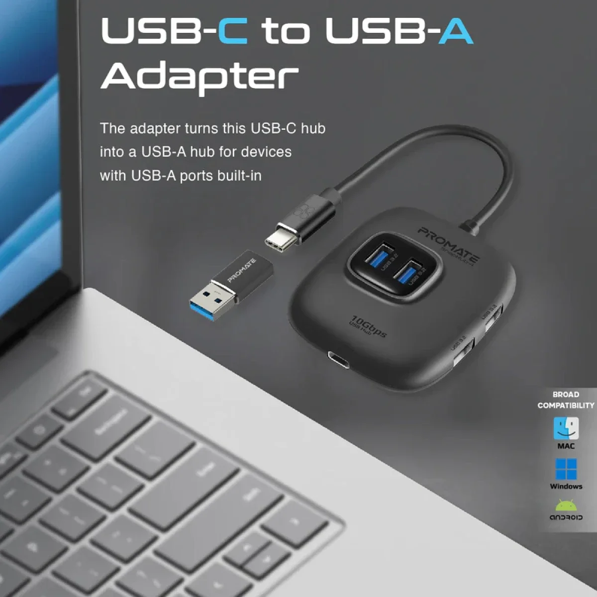 موزع USB Promate SnapHub-4‏ 4 في 1 USB 3.2 مع 4 منافذ USB-A بسرعة 10Gbps و5V/1A - Thumbnail 5