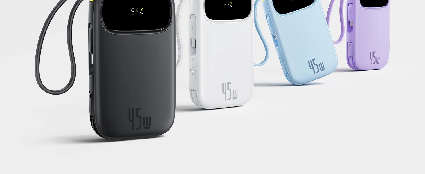 باور بانك Baseus Qpow3 بسعة 20000mAh وقدرة 45W مع كابل USB-C مدمج، أسود - Thumbnail 9