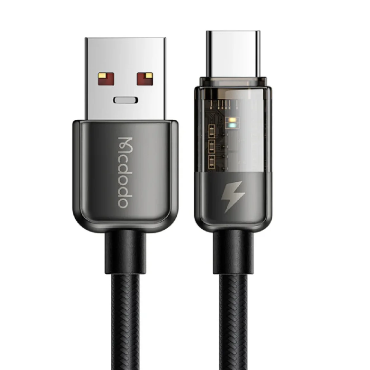 كابل Mcdodo CA3150 Type-C شفاف للشحن السريع ونقل البيانات 6A 100W بطول 1.2 متر