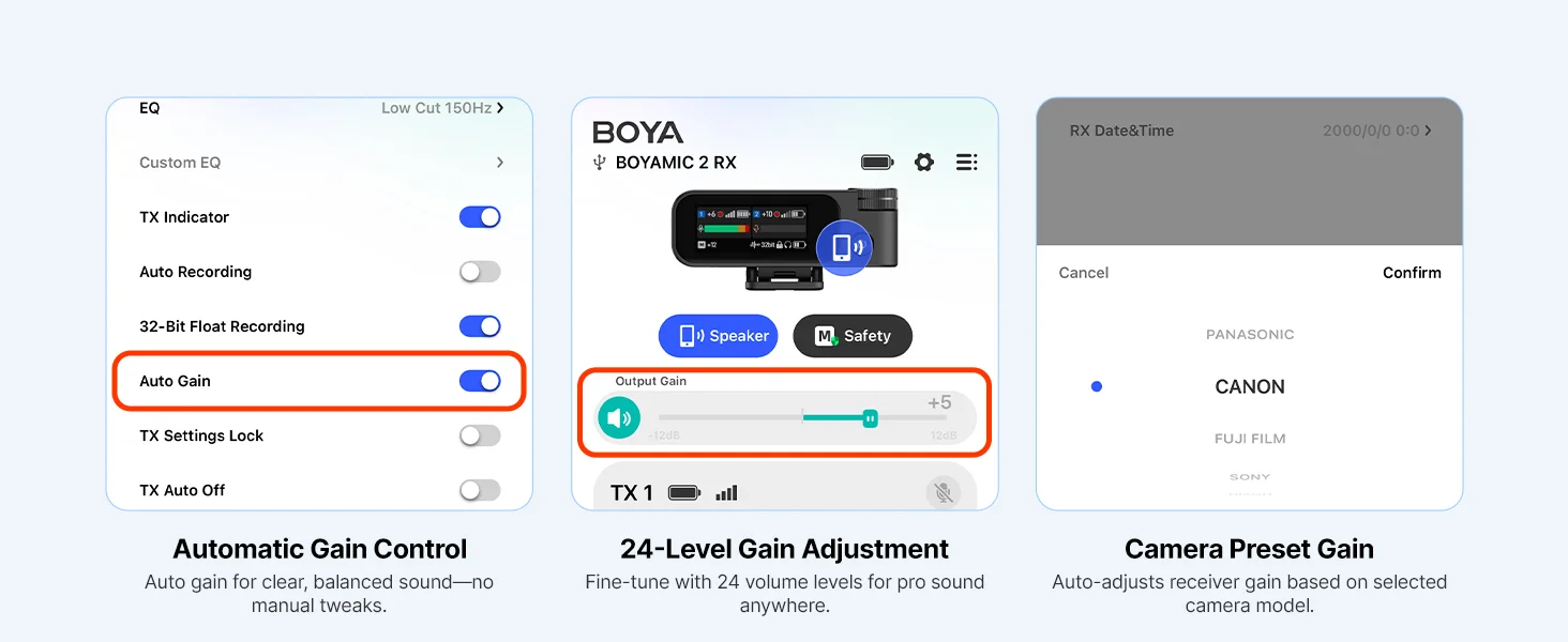 نظام ميكروفونات لاسلكية Boya BOYAMIC 2 مع إلغاء ضوضاء بالذكاء الاصطناعي وتسجيل 32-Bit Float ومدى 984 قدم وبطارية 54 ساعة - Thumbnail 16