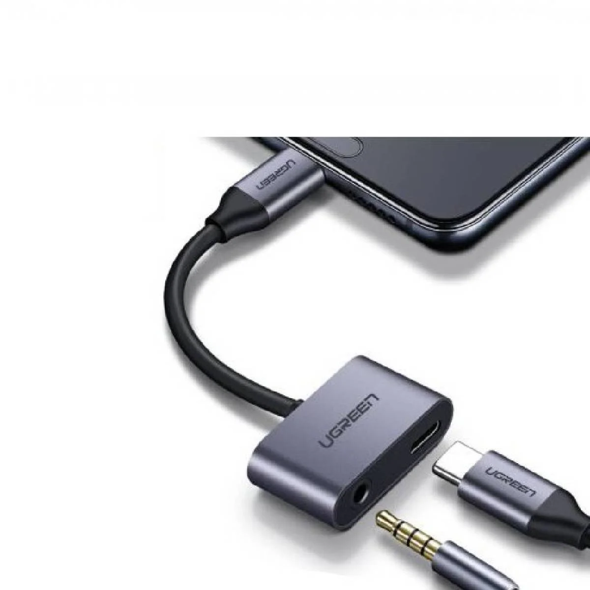 محول Ugreen CM193 2 في 1 USB-C إلى صوت 3.5 مم وشحن PD سريع
