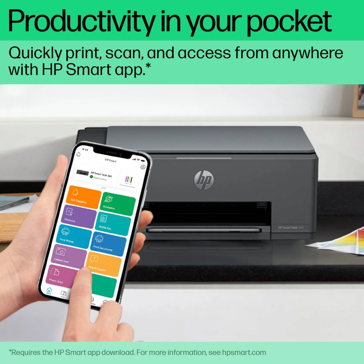 طابعة متعددة الوظائف HP Smart Tank 581 بخزان حبر، سوداء، 4800 × 1200 dpi، 11 صفحة/دقيقة، واي فاي - Image 6