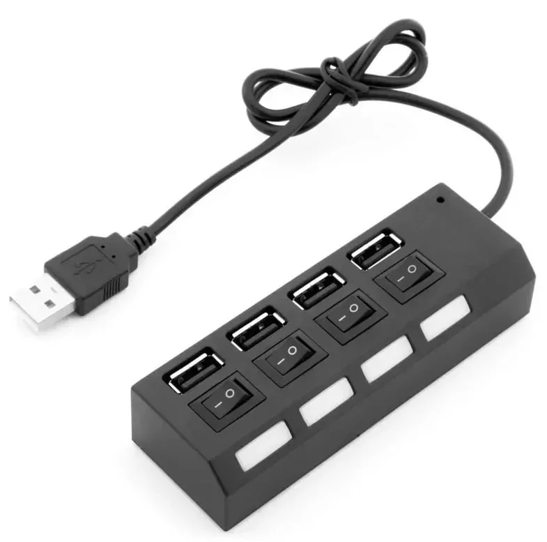 موزع USB Kai Ping KP-010 بأربعة منافذ USB 2.0 ومفاتيح مستقلة