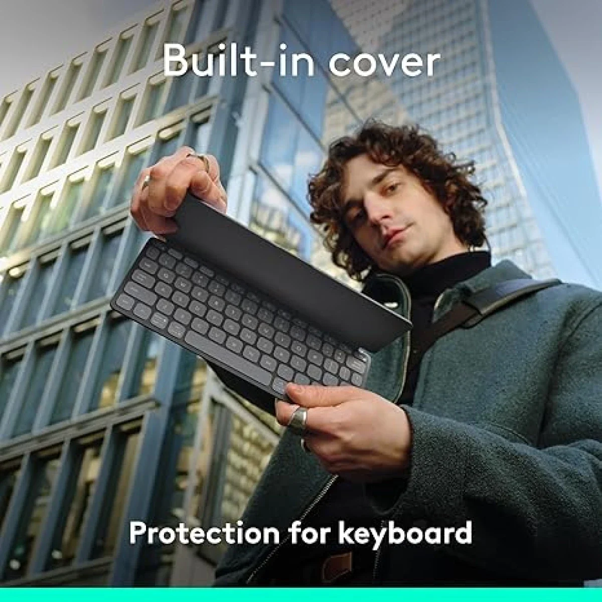 كيبورد Logitech Keys-To-Go 2 لاسلكي نحيف ومحمول بتقنية Bluetooth - جرافيت - Thumbnail 3