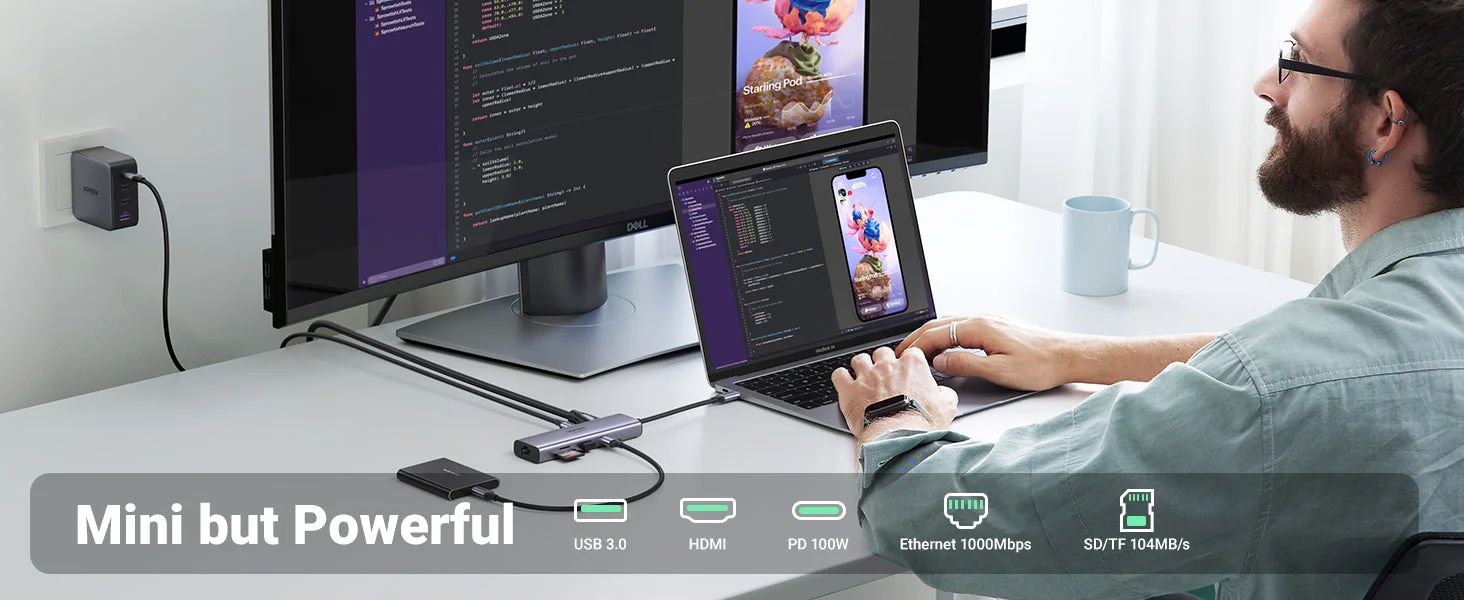 Ugreen 7-in-1 USB-C Hub with 4K 60Hz HDMI, 100W PD & Gigabit Ethernet - Thumbnail 11