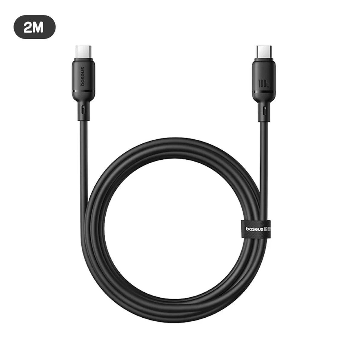 كابل شحن سريع Baseus P10377704113-01 Silky Series من USB-C إلى USB-C بقوة 100W، 2 متر، أسود - Image 5