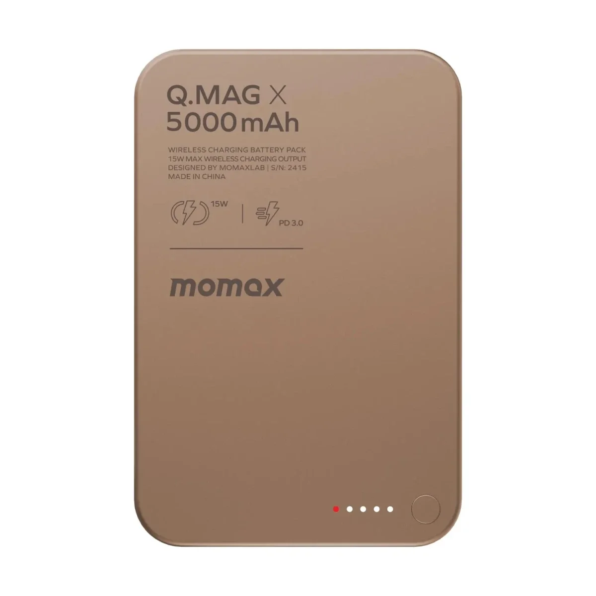 باور بانك لاسلكي MOMAX Q.Mag X بسعة 5000mAh الجيل الثاني 15W فائق النحافة MagSafe - Sandstone - Thumbnail 2