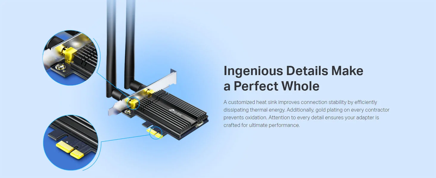 لا سلكي بلوتوث ممتاز يركب على PCIe داخل الكمبيوتر TP-LINK Archer TX50E AX3000 Wi‑Fi 6 - Image 8