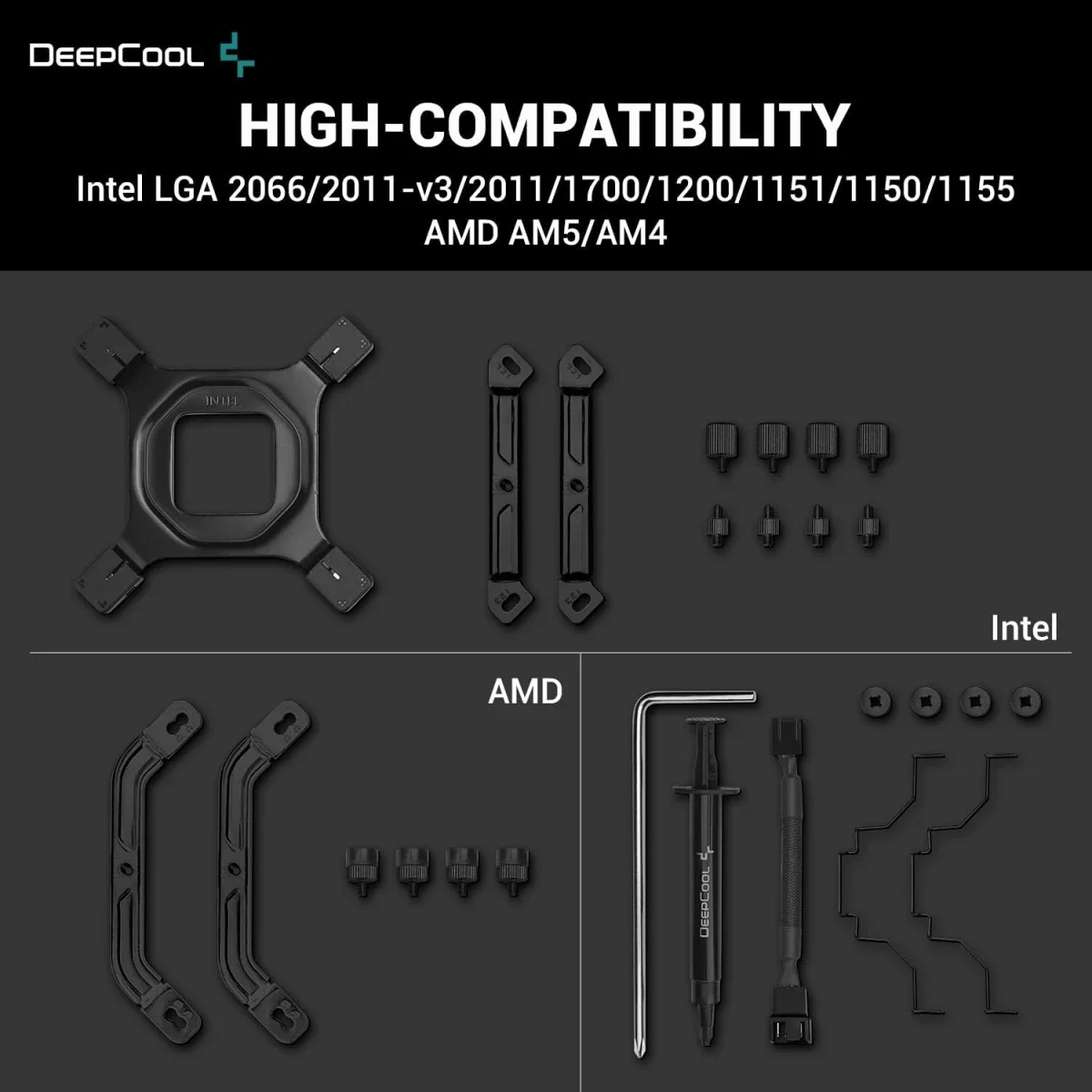 DeepCool AK500 Zero Dark CPU Air Cooler with 120mm PWM Fan, 240W TDP - Thumbnail 7