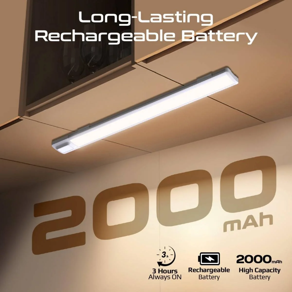 إضاءة LED Promate Lumia-40 بطول 40 سم مع حساس حركة، 100 لومن، 4 واط، بطارية 2000mAh قابلة للشحن USB-C - Image 6