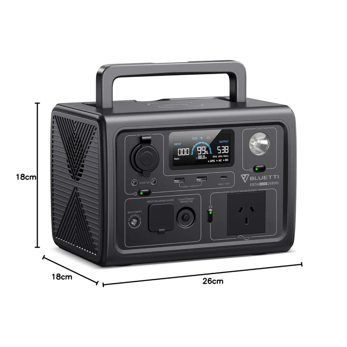 محطة طاقة محمولة BLUETTI EB3A بسعة 268Wh وقدرة 600W لون رمادي - Thumbnail 4