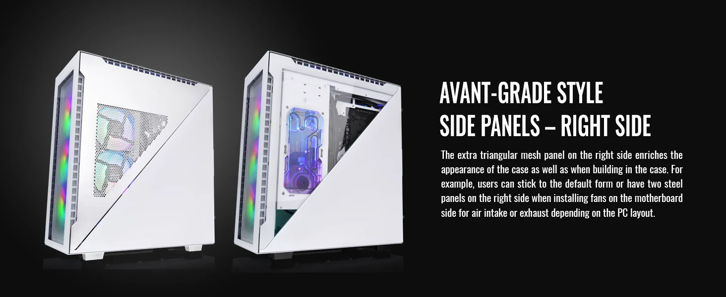 هيكل كمبيوتر Thermaltake Divider 500 ميد تاور مع 3 مراوح أمامية ARGB مقاس 120 مم ومروحة خلفية 120 مم وألواح مثلثة متناظرة - White - Image 12