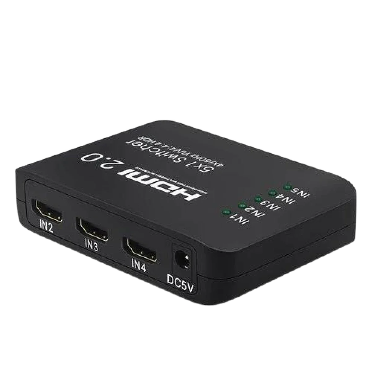مبدل HDMI 2.0 بخمسة منافذ بدقة 1080P مع ريموت IR، أسود