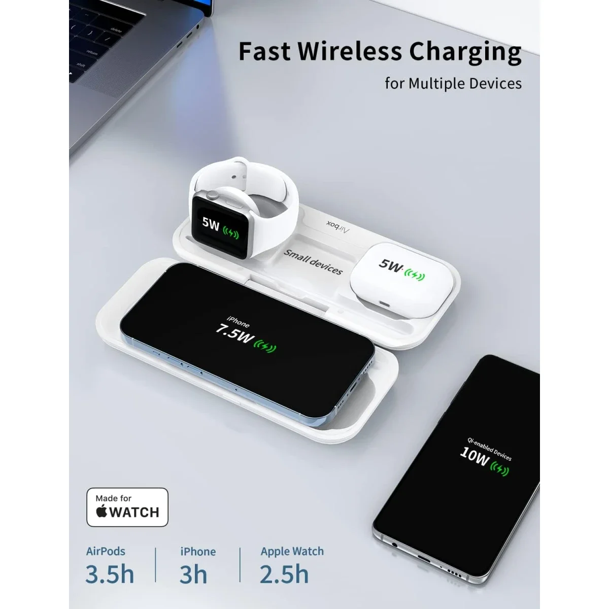 MOMAX Airbox Foldable 5-in-1 Wireless Charging Power Bank 10000mAh White - Thumbnail 2