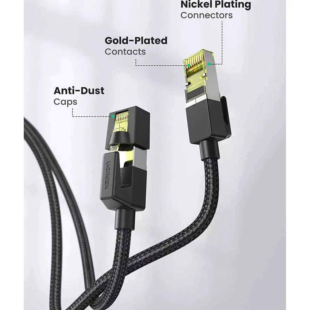 كيبل إيثرنت Ugreen Cat7 نحاس نقي مضفر 15 متر - أسود - Image 2