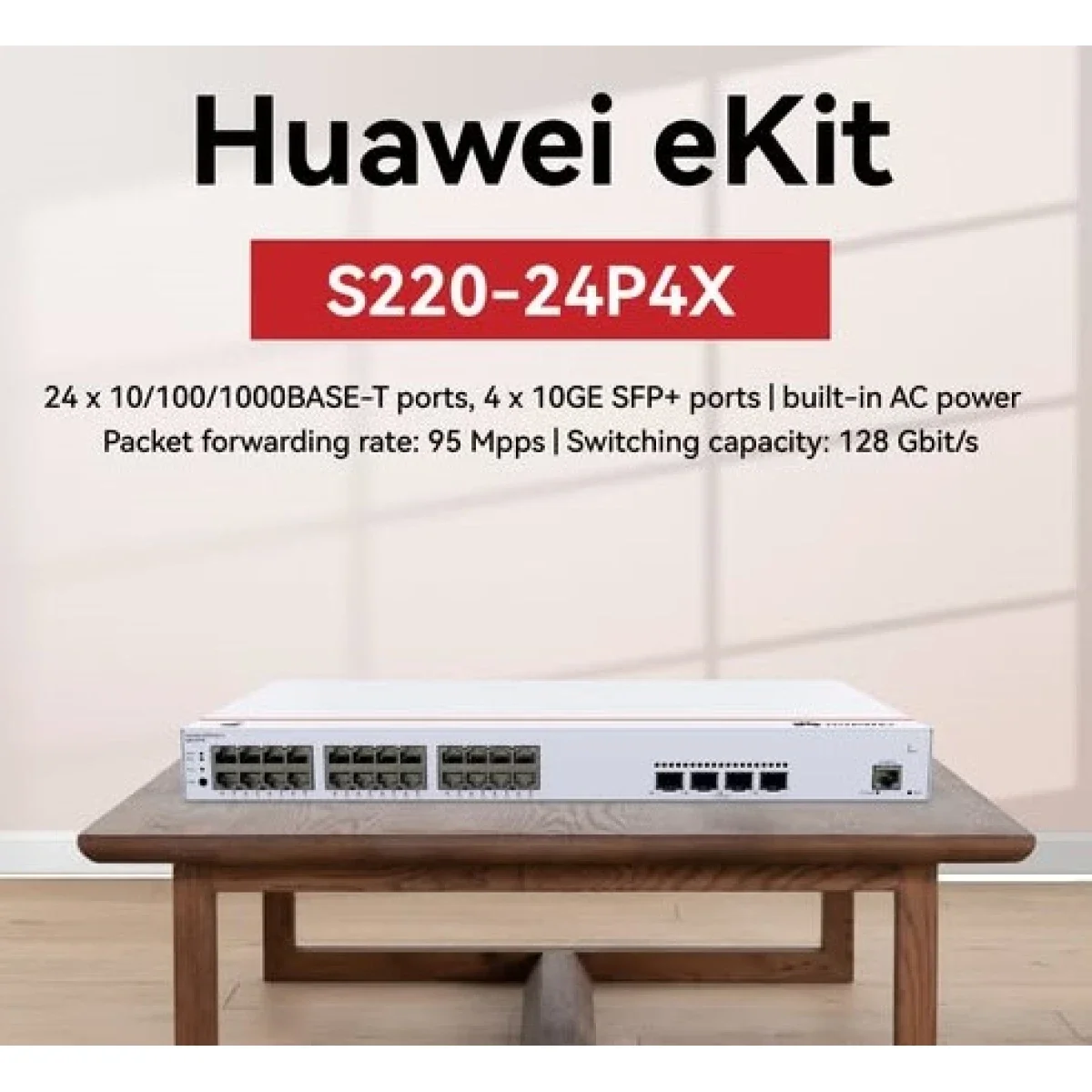 HUAWEI eKit S220-24P4X Smart Managed 24-Port Gigabit PoE+ Switch with 4x 10GE SFP+ and 400W PoE Budget