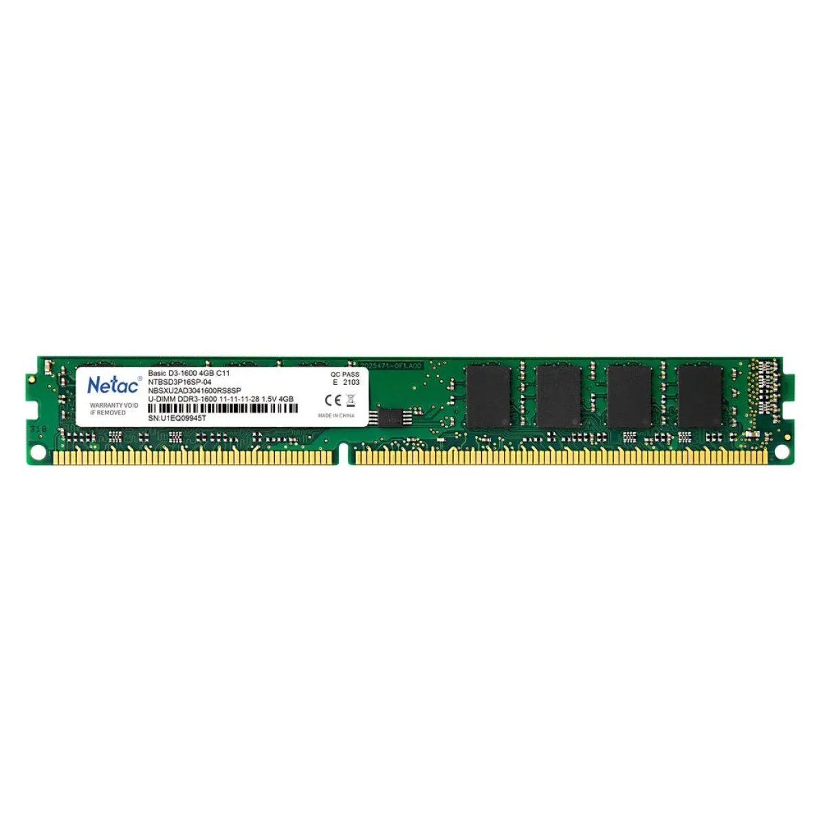 ذاكرة كمبيوتر Netac NTBSD3P16SP-04 Basic DDR3L-1666 بسعة 4GB C11