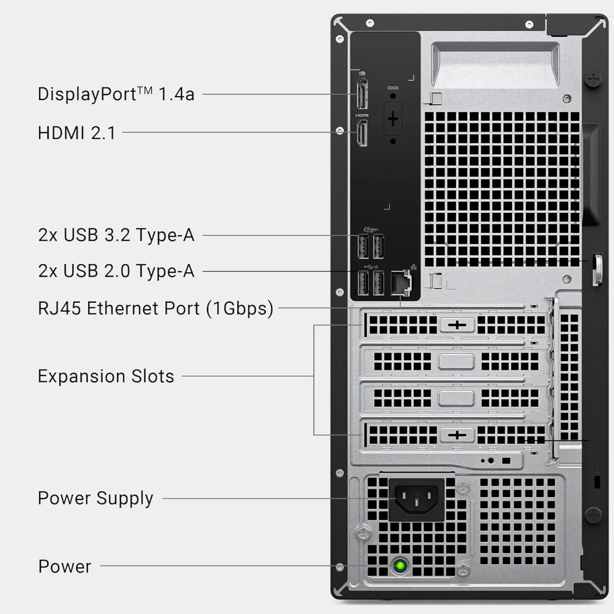 Dell ECT1250 (2025) Tower Desktop Intel Core i3-14100 8GB RAM 512GB SSD Black - Thumbnail 4