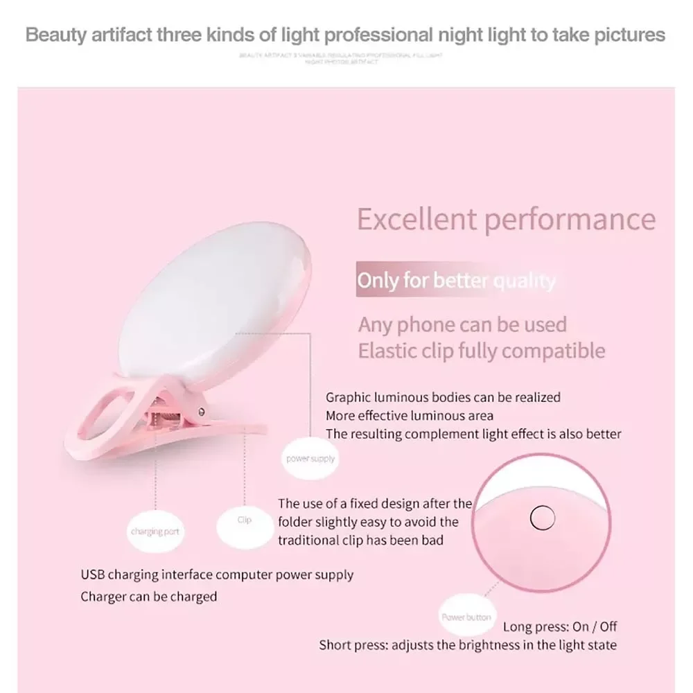 Clip-On LED Selfie Fill Light for Mobile Phones - Thumbnail 6