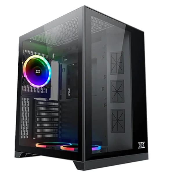 صندوق كمبيوتر XIGMATEK Aquarius S RGB زجاج مقوي ميد تاور - اسود