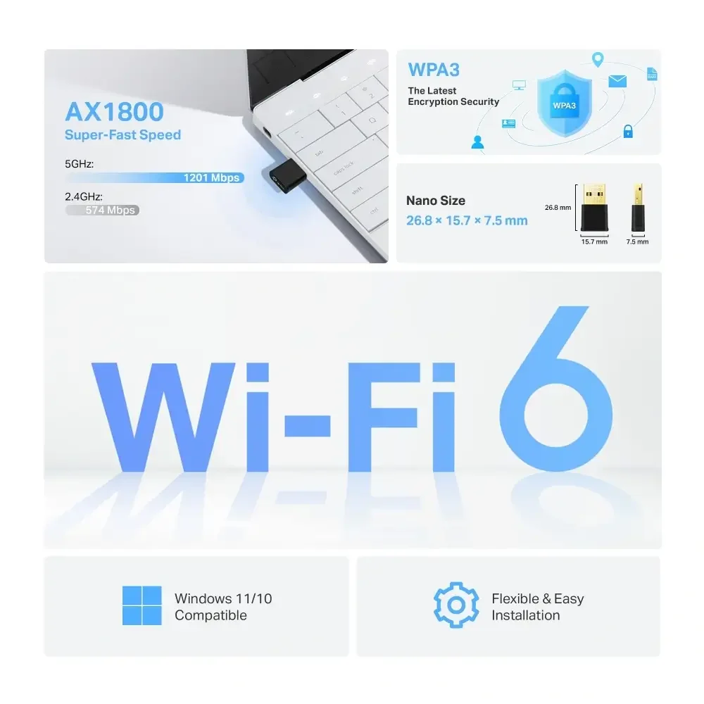 لاقط الواي فاي USB لاسلكي TP-LINK Archer TX20U Nano AX1800 Wi‑Fi 6 - Image 2