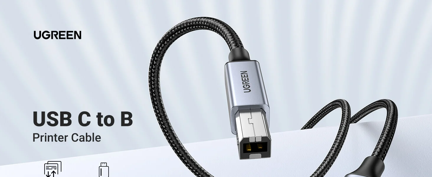 سلك طابعة Ugreen من USB-C إلى USB-B بطول 1 متر - Image 2