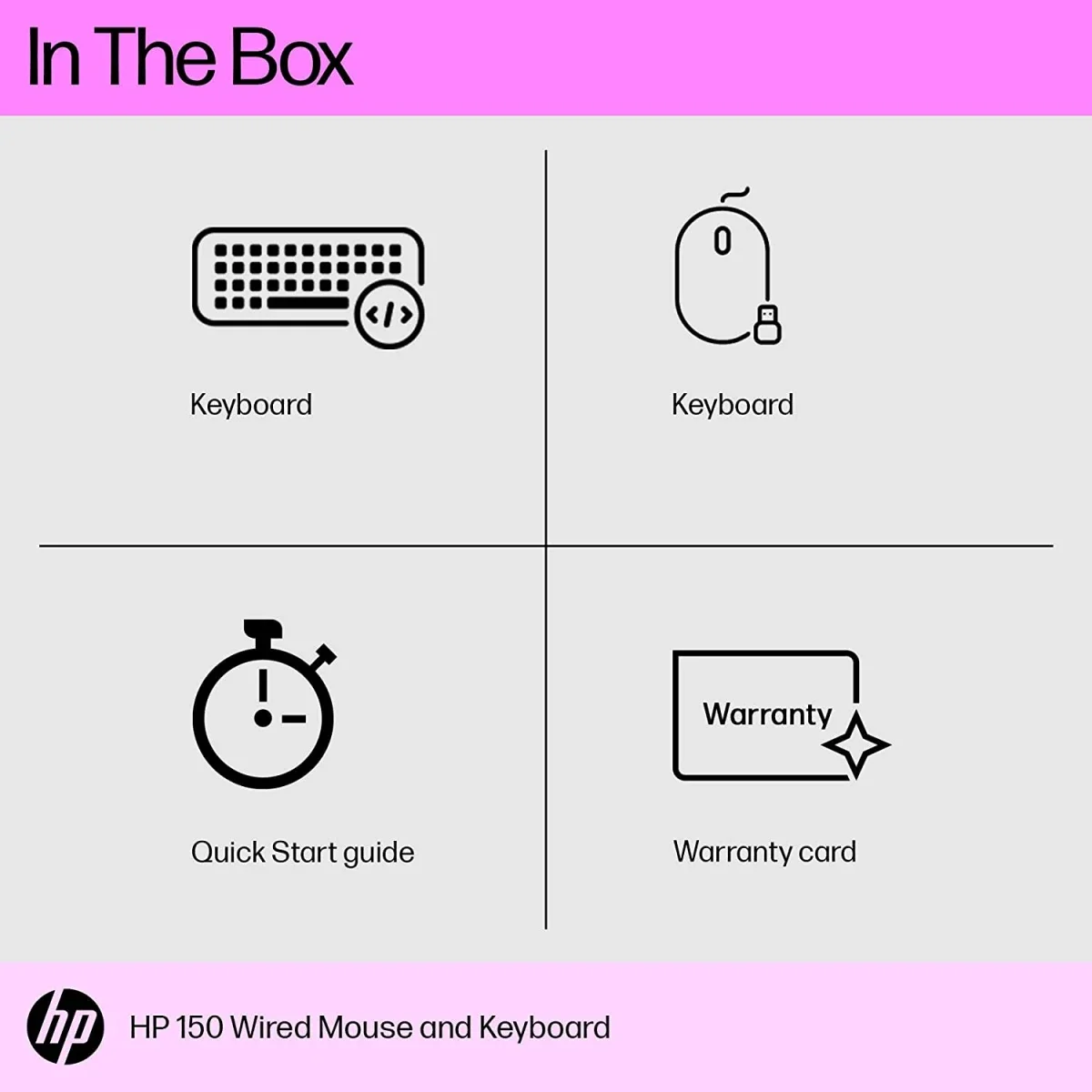 كيبورد وماوس HP 150 سلكي USB مع ماوس بصري 1600 DPI - Thumbnail 5