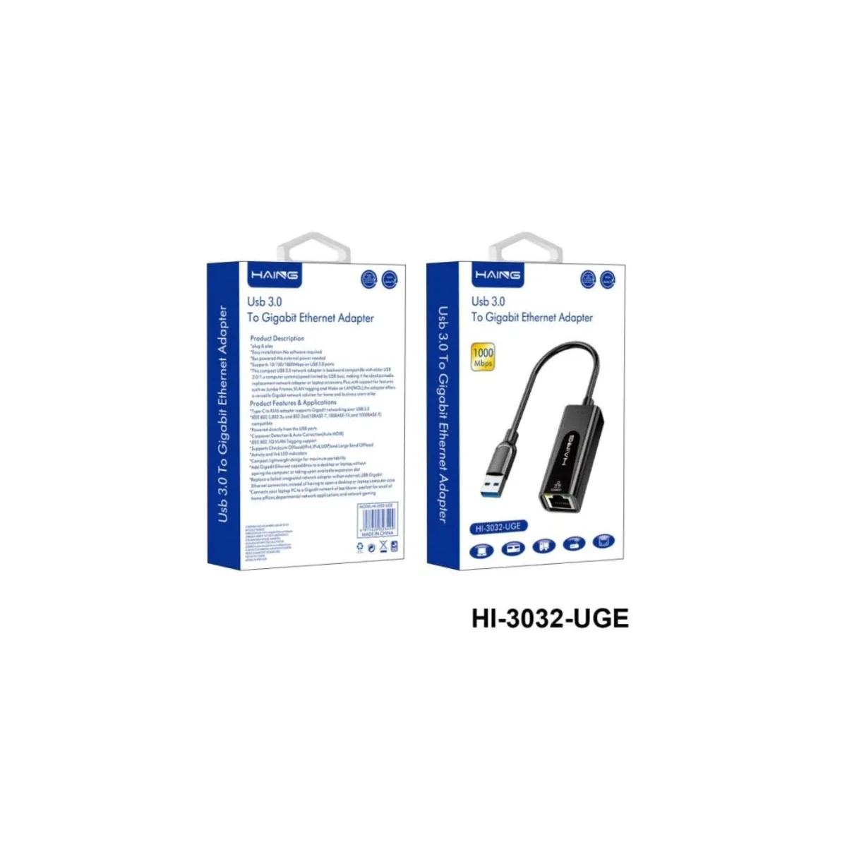 محول شبكة HAING USB 3.0 إلى Gigabit Ethernet بسرعة 10/100/1000 Mbps - Image 2