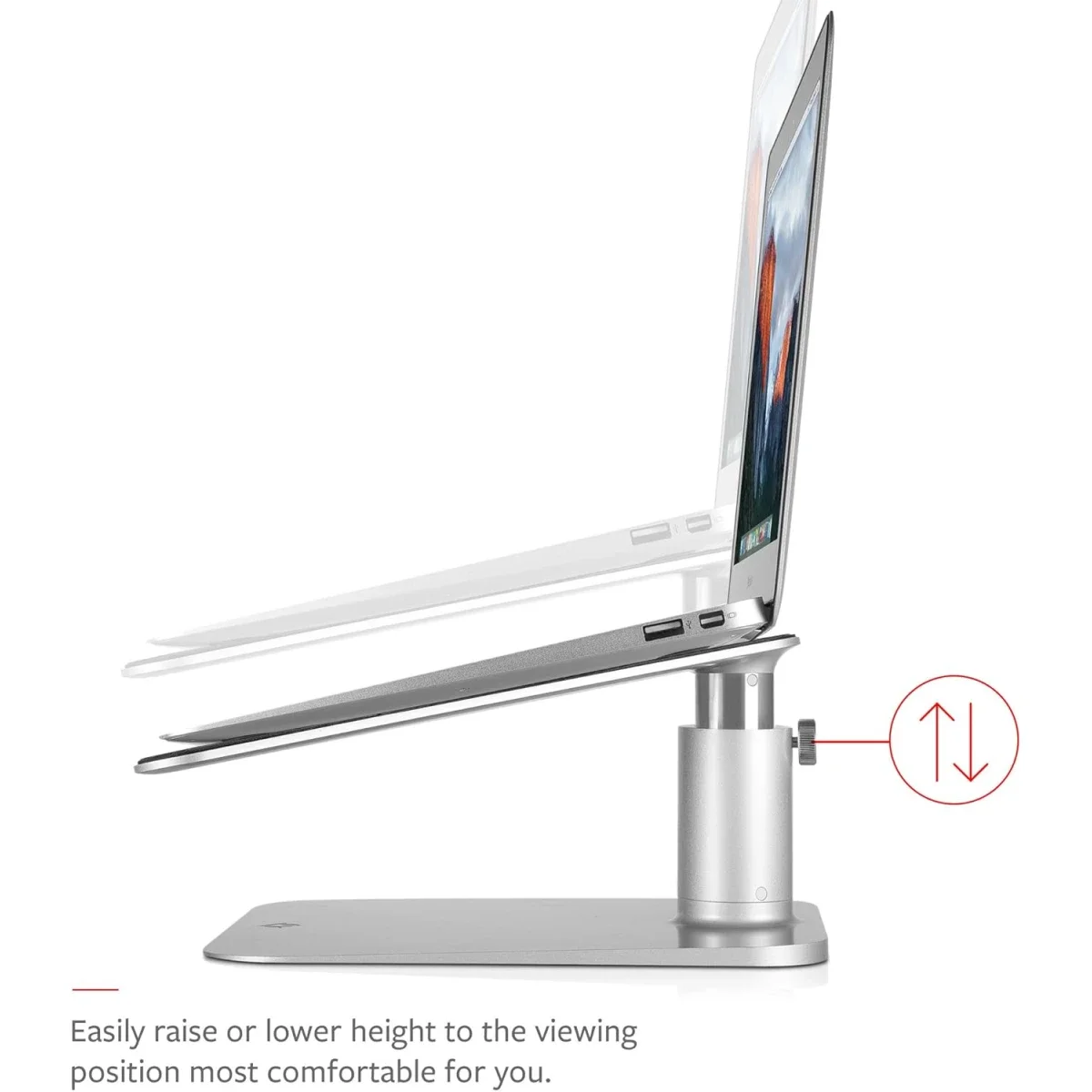 Twelve South HiRise Adjustable Ergonomic Laptop and MacBook Stand - Silver - Thumbnail 3