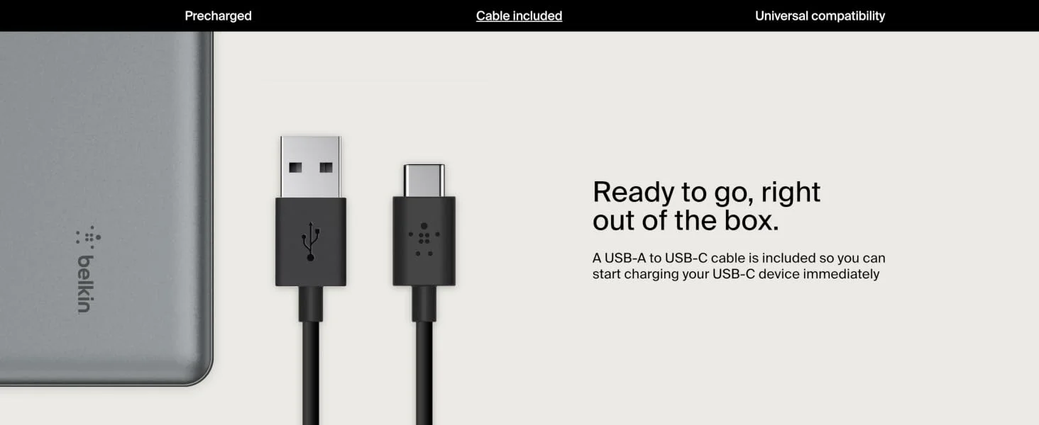 Belkin BoostCharge 10000mAh USB-C Power Bank with 2 USB-A Ports, 15W, Gray - Thumbnail 12