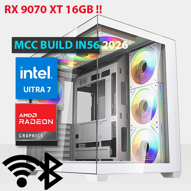 كمبيوتر ألعاب MIDAS MCC IN56-26 بمعالج Intel Core Ultra 7 270K Plus 24 نواة وكرت Radeon RX 9070 XT 16GB