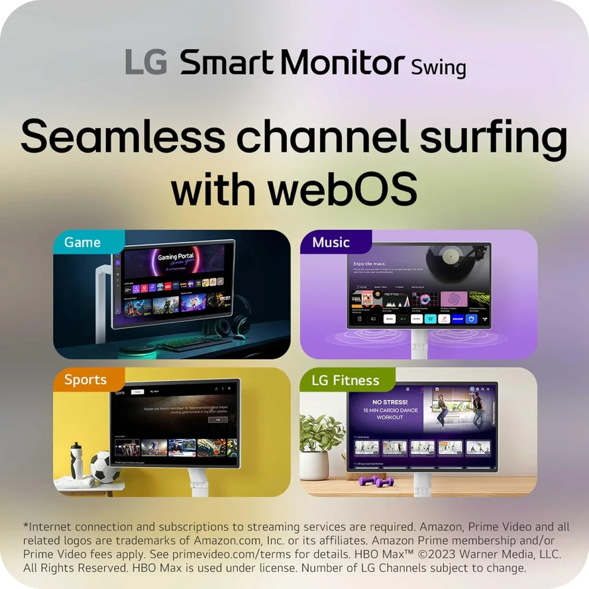 LG 32U889SA 32-Inch Smart Monitor Swing 4K UHD IPS Touchscreen with Wheeled Stand - Thumbnail 6