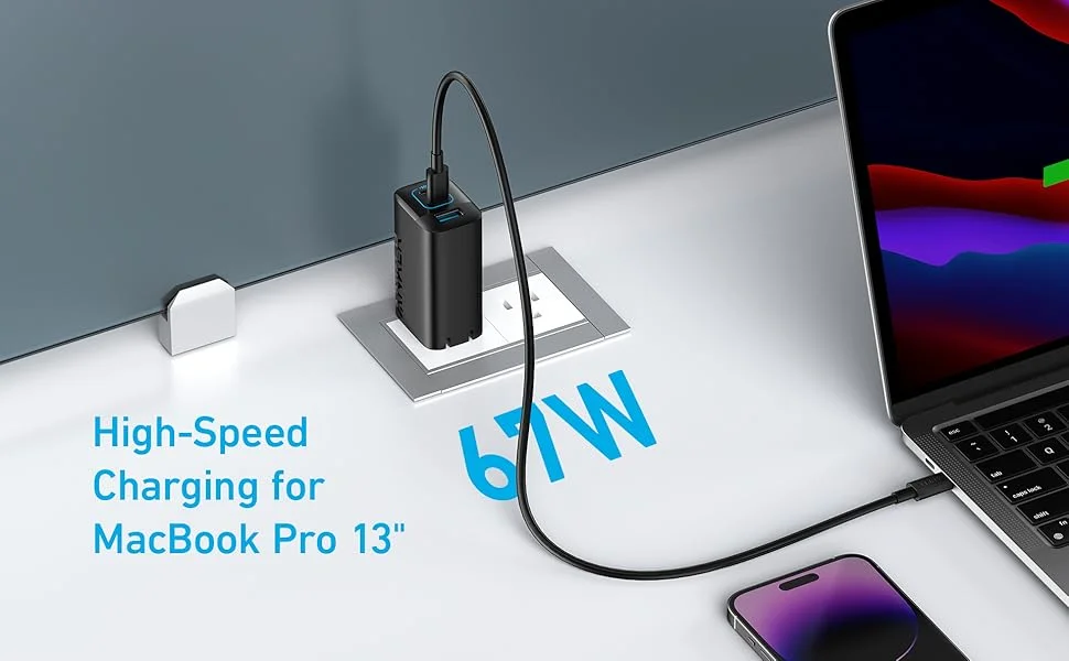 شاحن Anker 335 سريع 67 واط USB-C ثلاثي المنافذ A2673 - Thumbnail 9